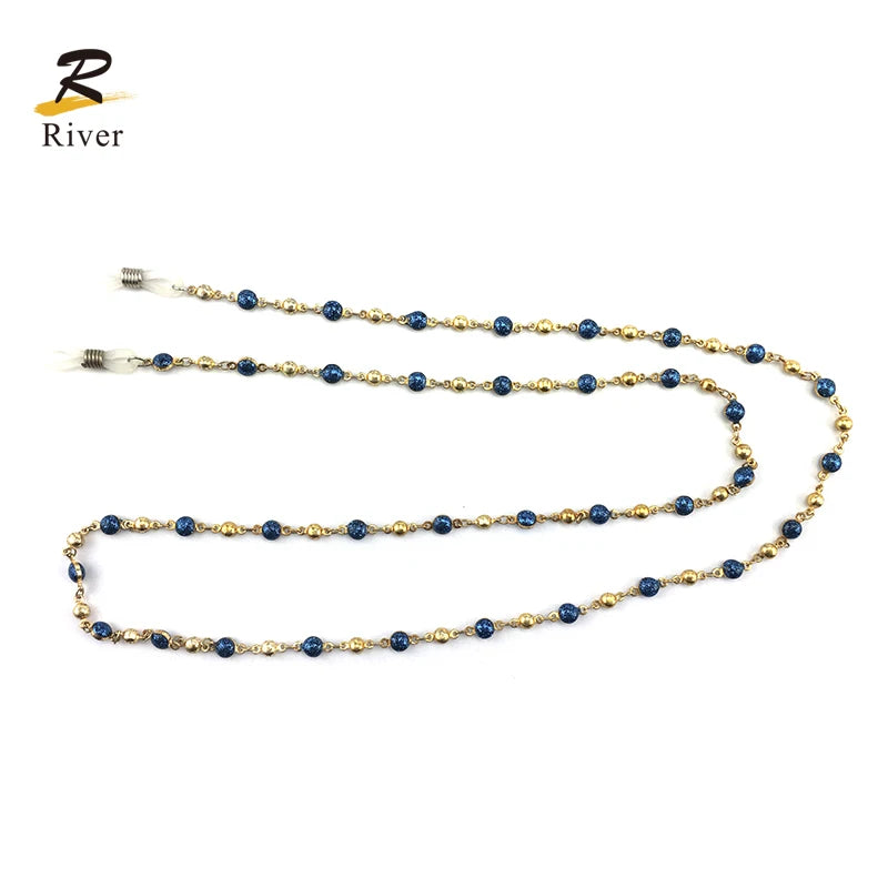 Luxury Colorful Beads Metal Eyeglass Rope Sunglasses Lanyard Holder Eyewear Chains