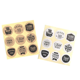 90pcs Per Pack Kraft Paper and White Nine THANK YOU Font Sealing Stickers DIY Decor Sealing Sticker Products Package Label