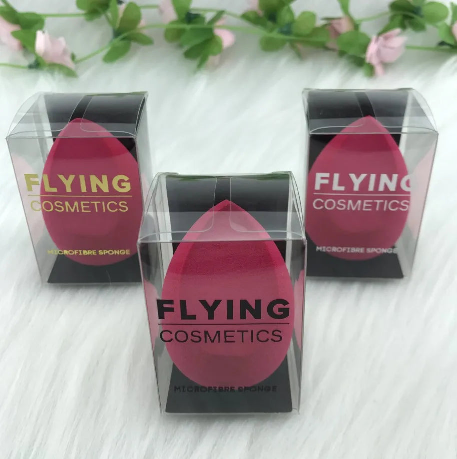 Private Label Luxury Beauty Hydrophilic Latex Free Makeup Sponge Case Folding Packaging Plastic Clear PVC/PET Box 40x60mm