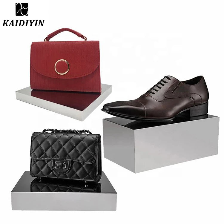 Custom Stainless Steel Display Rack Metal Handbag Stand for Cosmetics Perfumes Bag Store Display Stand