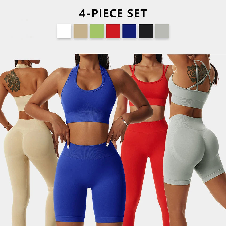 High Waist Women Gym Sports Wear Workout Set Custom Logo Seamless Butt Lift Fitness Yoga Set