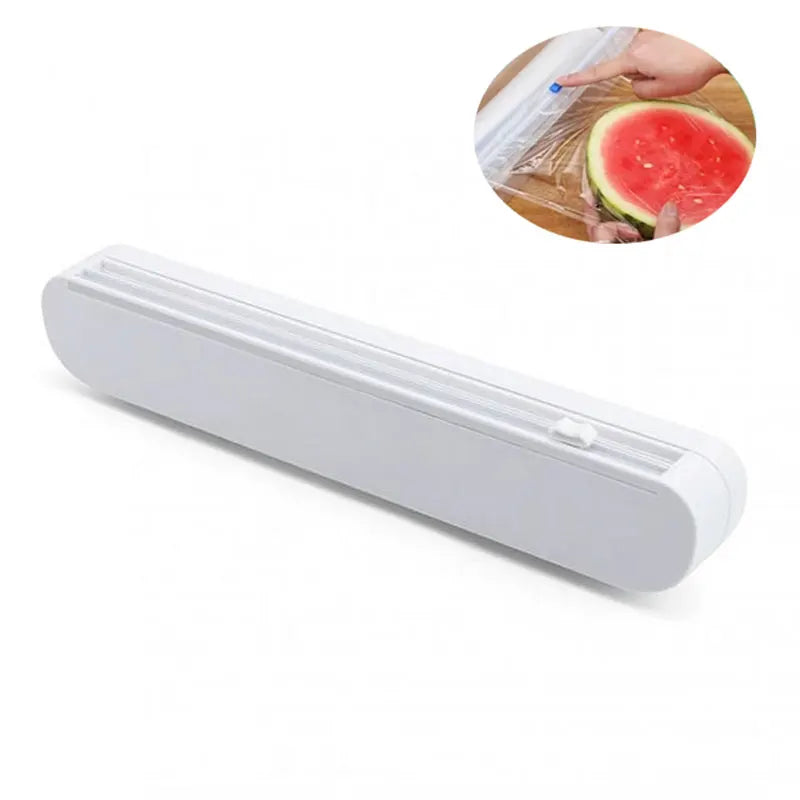 Kitchen Tools Household Reusable Fixed Foil Wrapping Packaging Food Film Organizer Cling Plastic Wrap Dispenser with Cutter