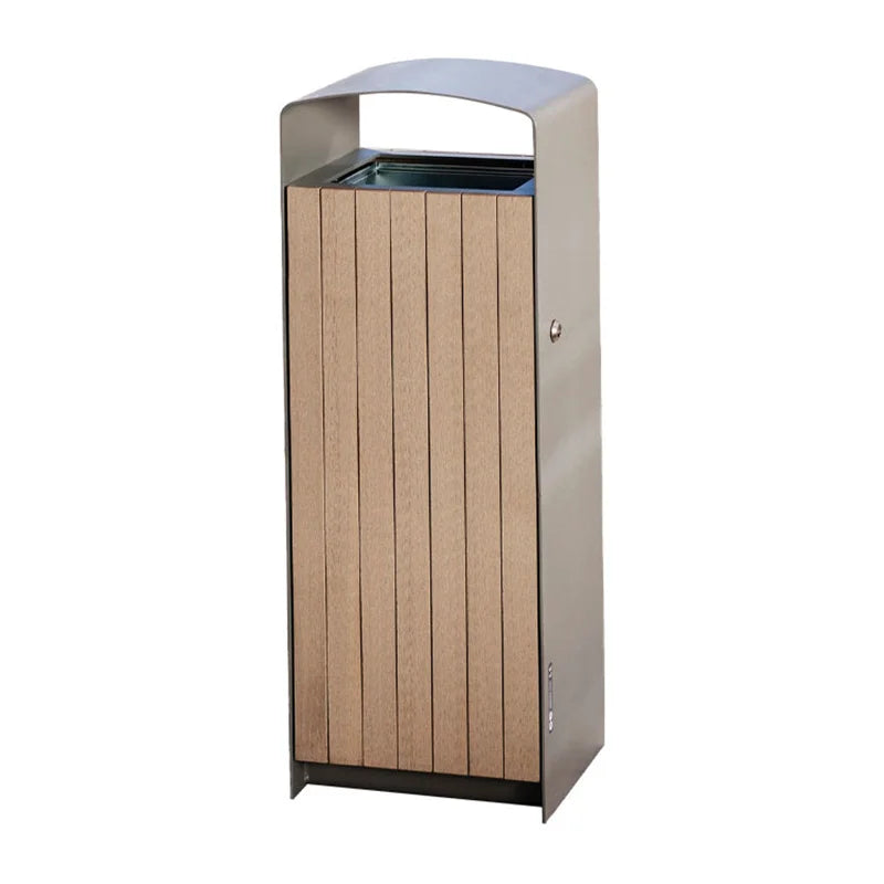 Outdoor Patio Wooden Garbage Receptacle Trash Can Outside Garden Street Decorative Recycle Waste Bin Public Normal Dustbin