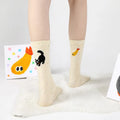 Autumn Design Sensibility Women's Crew Socks Fashion Personality Illustration Version Solid Color Knitted Casual Anti-Bacterial