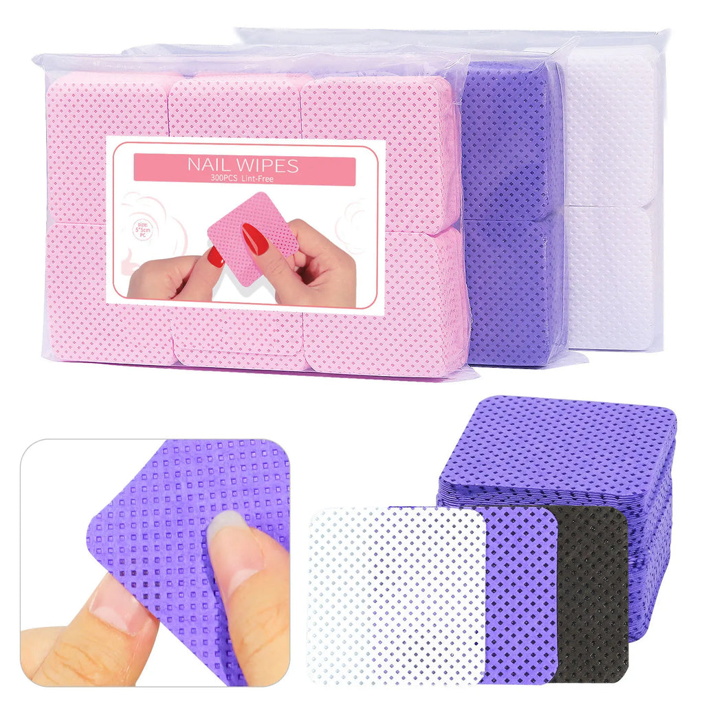 Misscheering Nail Art 600pcs Fiber Makeup Remover Cleaning Cotton Pads Cotton Nail Wipes Nail Tools
