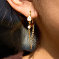 Jewelry for Women American Stainless Steel Zircon Tassel Hoop Earrings Electroplated Light Luxury High Sense Ear Buckle