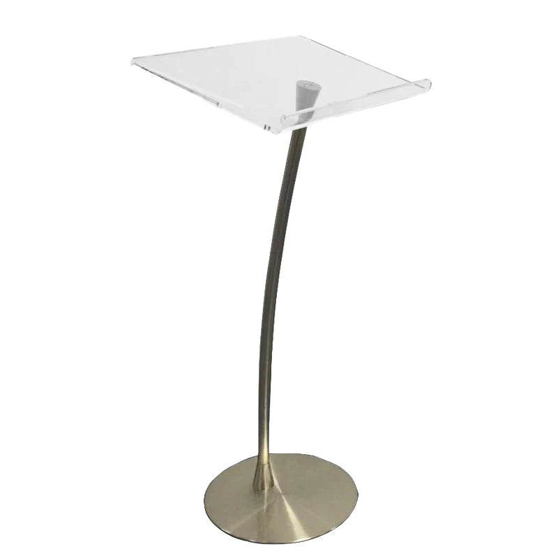 Modern Detachable Clear Acrylic Pulpit with Steel Stand Floor-Standing Church Lectern for Advertising and Store Display