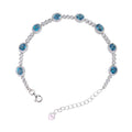 Factory Wholesale Rhodium Plated 925 Sterling Silver Oval Cut Natural London Blue Topaz Bracelet for Women Gift Party Wear