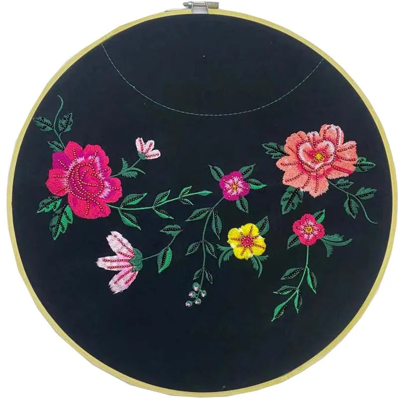 Home Decoration Embroidery Circle With Flower Machine Embroidery Craft for Inner Decoration