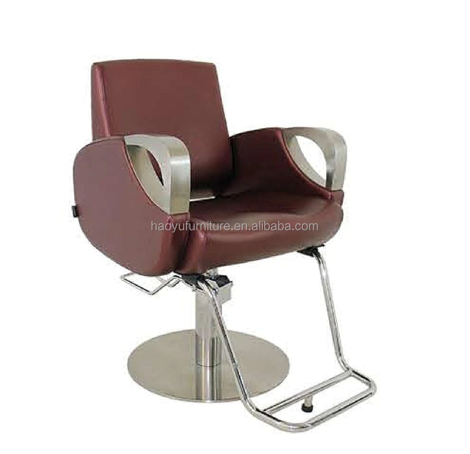Brown faux Leather Stylist Chair Fashion Salon Chair Hair Stylist Stainless Hair Chair MegaBDM