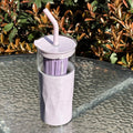 Competitive Price Stainless Steel Sleeve Borosilicate Glass Tumbler with Long Straw for Juice