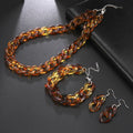 Fashion Cheap Summer Multi Colors Gold Acrylic Resin Plastic Chunky Chain Necklace Bracelet Earrings Jewelry Set