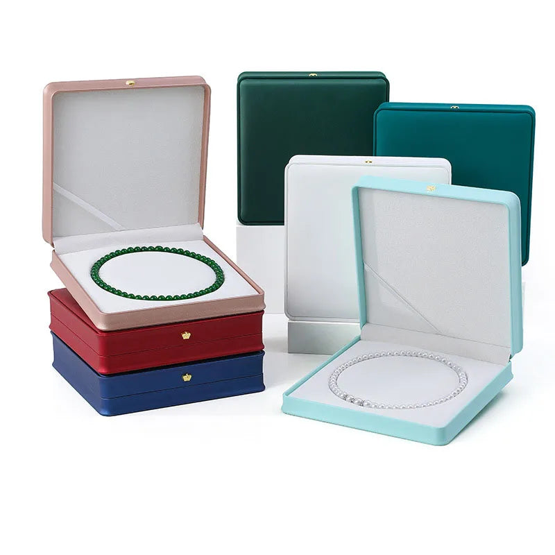 Jewelry PU Leather Storage Box with Bracelet Necklace Thin Packaging Modern Custom Jewelry Box