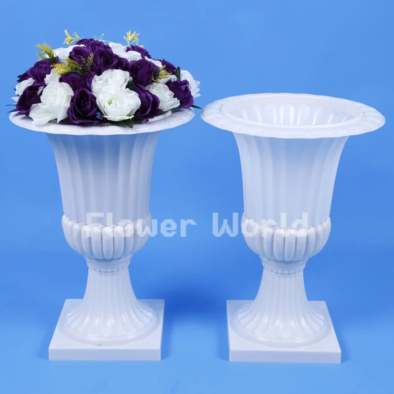 Roman Style Garden Plastic Large Urn Flower Pots Planter White/Gold 5 Year Life Wholesale