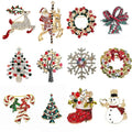 Christmas Gift Santa Claus Sika Deer Brooch Rhinestone Christmas Brooch