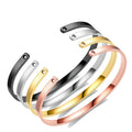 Women Inspiration Jewelry Silver Gold Black Rose Heart Stainless Steel Charm Bracelet Expandable Adjustable Heart Blank Bangle
