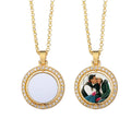 Qualisub Gold Color Circle Double Sided Rotatable Necklaces Sublimation Necklace Blanks for Heat Press