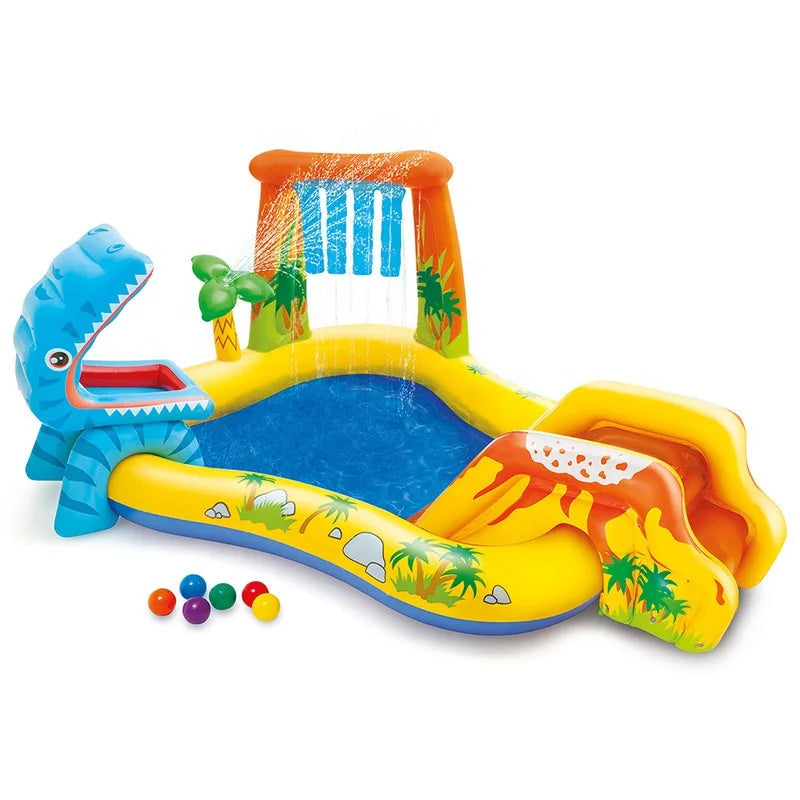 INTEX 57444 Dinosaur Inflatable Play Center Water Pool Children Swimming Water Spray Kids Paddling Sprinkler Park