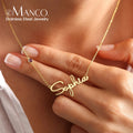 EManco DIY Birthstone Customized Fashion Stainless Steel Name Necklace Personalized Letter Choker Necklace Pendant Nameplate