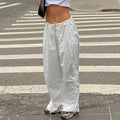 Drawstring Fashion Korean White Stacked Loose Casual Streetwear Ladies Harem Pants Women's Baggy Cargo Pants Women