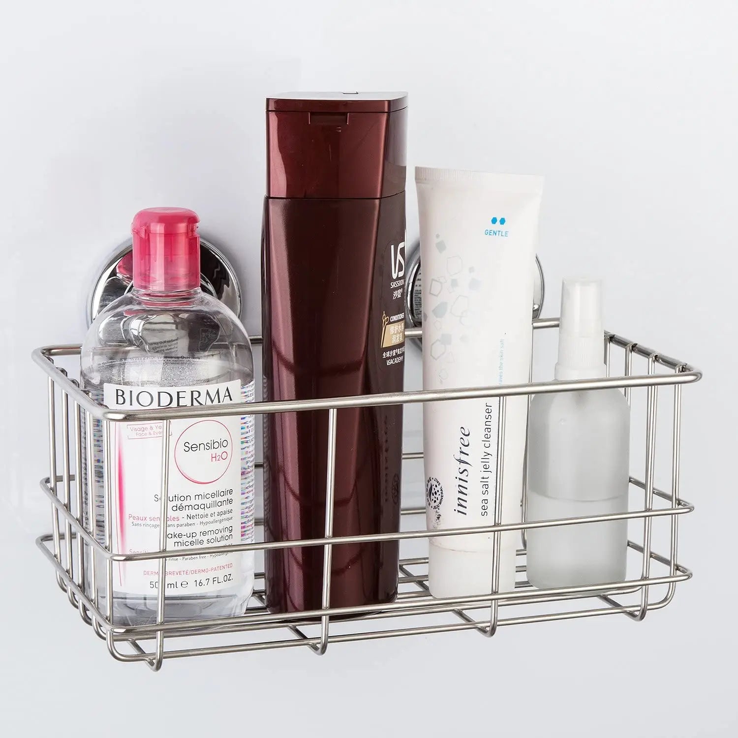 Modern Rustproof Stainless Steel Eco-Friendly Wall Mounted Shower Caddy Large Suction Cup Bath Shelf Shampoo Shower Gel Corner