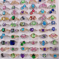 Wholesale Luxury Fashion Jewelry Mixed Full Zirconium Colorful Rings for Women Exaggerated Bulk Gold Plated Large Crystal Ring