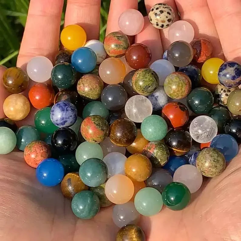 29Kinds 8mm No Hole Round Stone Bead Assorted Undrilled Gemstone Round Crystal Sphere Natural Stone Round Ball Beads for DIY