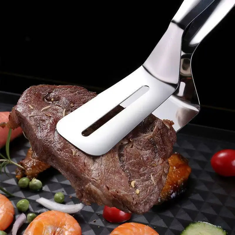 Stainless Steel BBQ Tools Steak Clip Pancake Barbecue Spatula BBQ Tongs Frying Fish Spatula Bread Clip-Household Kitchen Tool