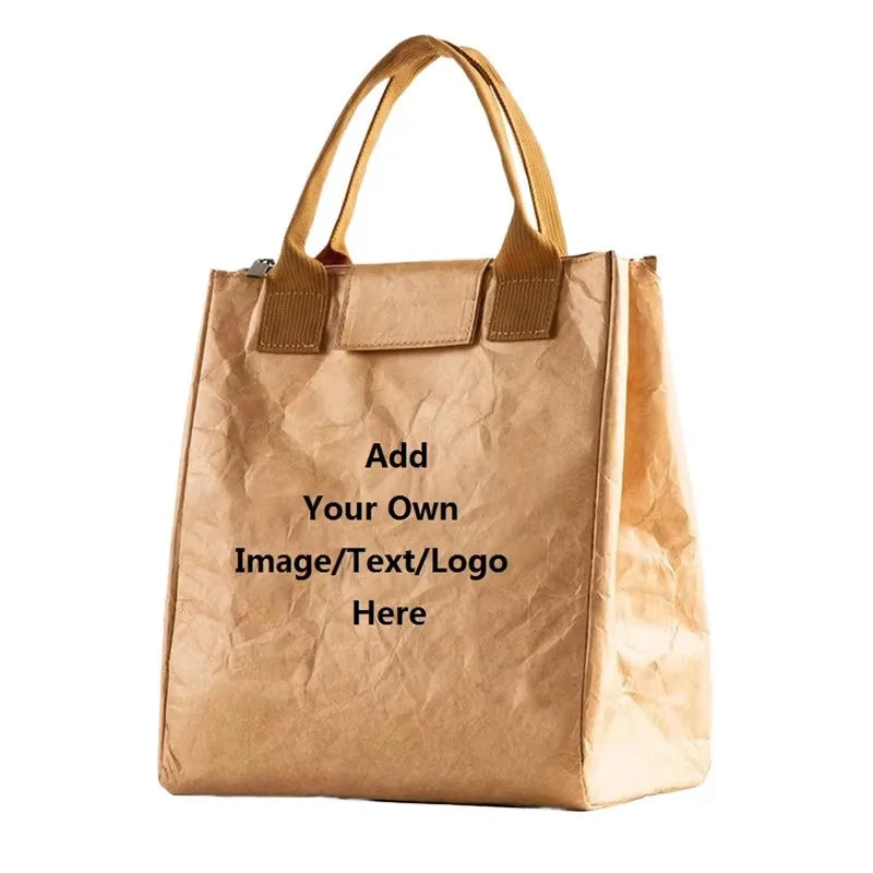 Customized Luxury Letter Reusable Waterproof Thermal Insulated Box Picnic Tote Tyvek Cooler Lunch Bag for School Kids Women