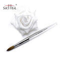 Custom Private Logo Round Head Kolinsky Acrylic Pinceles Wholesale Transparent Acrylic Handle Nail Art Brush for Nail Salon