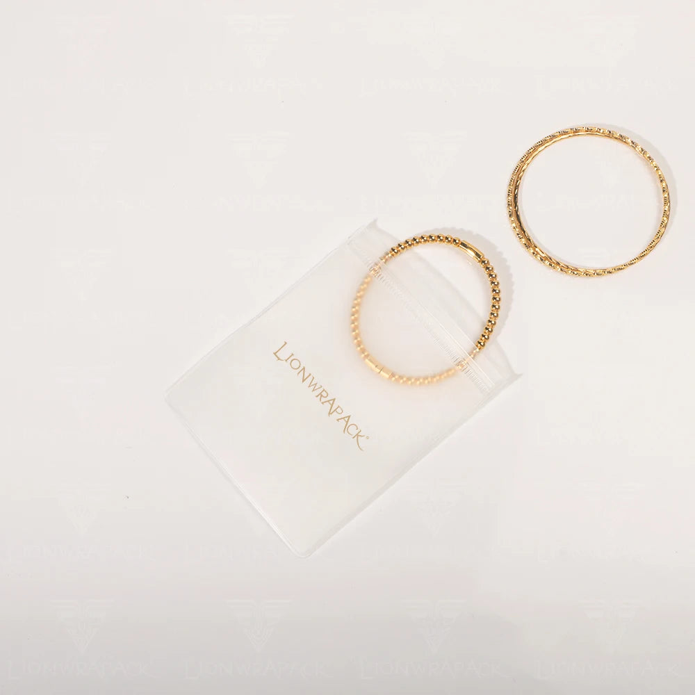 LionwrapacK Mini PVC Zip Pouch - Custom Gold Foil Logo Jewelry Bags Cosmetic Packaging Gift Bags Small Plastic Slider Bags