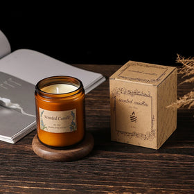 Candles Scented Holiday Soy Wax Scented Candles Vanilla 8 OZ Brown Glass Jar Aromatherapy Candle
