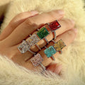Classical Fine Jewelry Rectangle 8A CZ Zirconia Diamond Engagement Rings Emerald Cut 925 Sterling Silver Zircon Ring