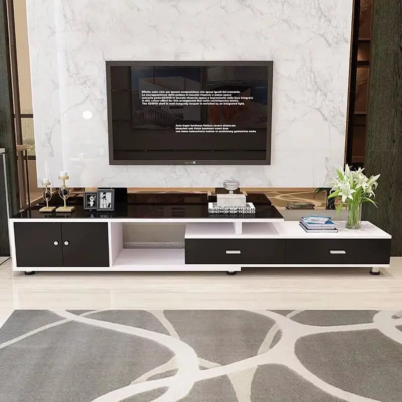 Mid-Century Modern TV Stand for 55/65 Inch TV Entertainment Center with Storage Cabinet and Open Shelves TV Media Cabinet for