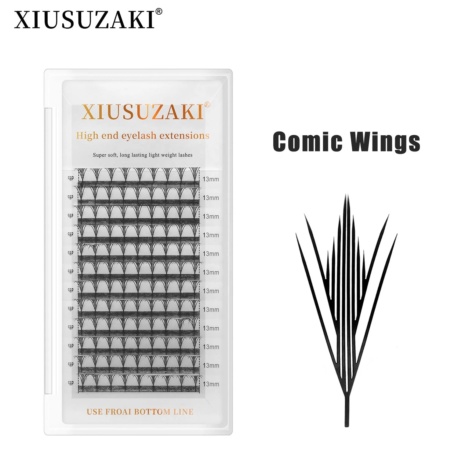 XIUSUZAKI 12 Rows Upgraded Comic Spire Super Soft Beauty Salon Eyelash Special Grafting Feathered Comic Wings Eyelash Extension