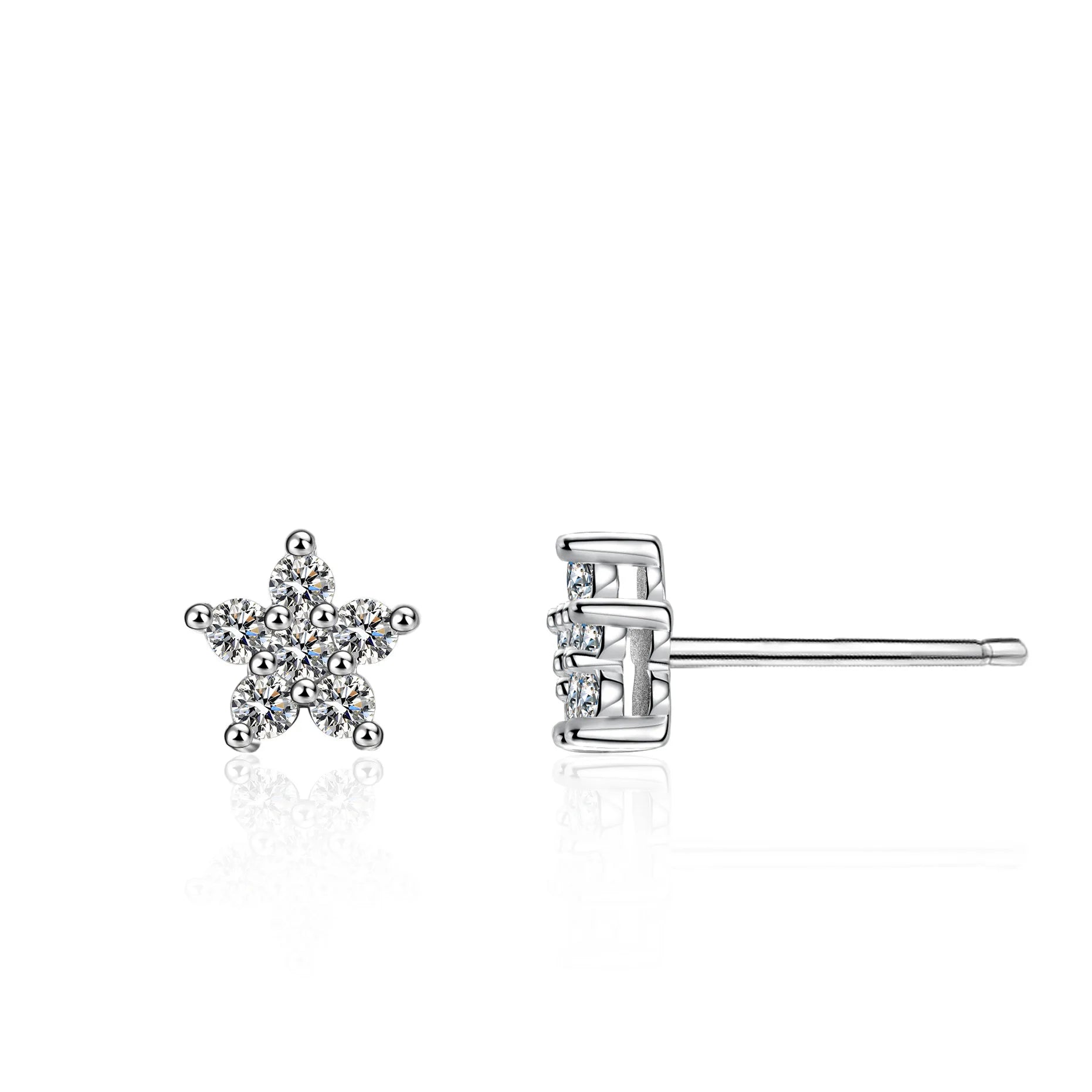 Factory Wholesale 925 Sterling Silver Five-Pointed Star Moissanite Earrings D Color GRA Certificate Elegant and Luxurious