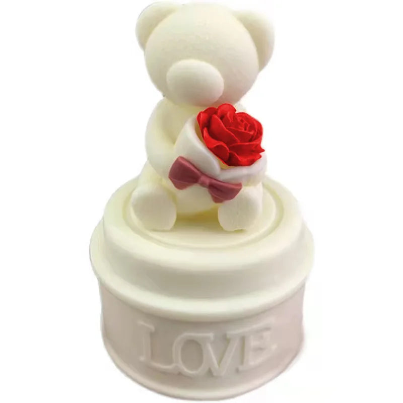 Handmade 3D Teddy Bear Candle Silicone Mold Diy Aromatherapy Plaster Mold Bear Cartoon Resin Mould