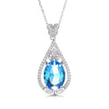 Fashion Design 925 Silver  Sapphire Pendant Ocean Heart Necklace Diamond Crystal Ladies Necklace