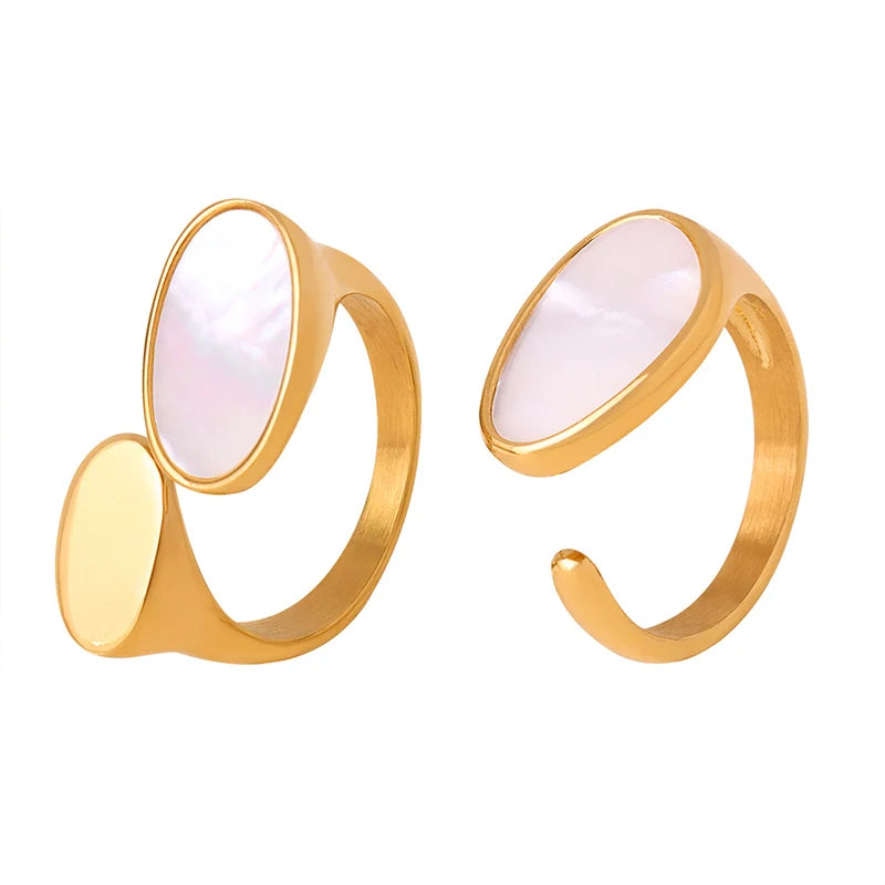 Hot Selling Personality Design Fashion Trend Stainless Steel 18K Gold Plated Geometric Rings for Women