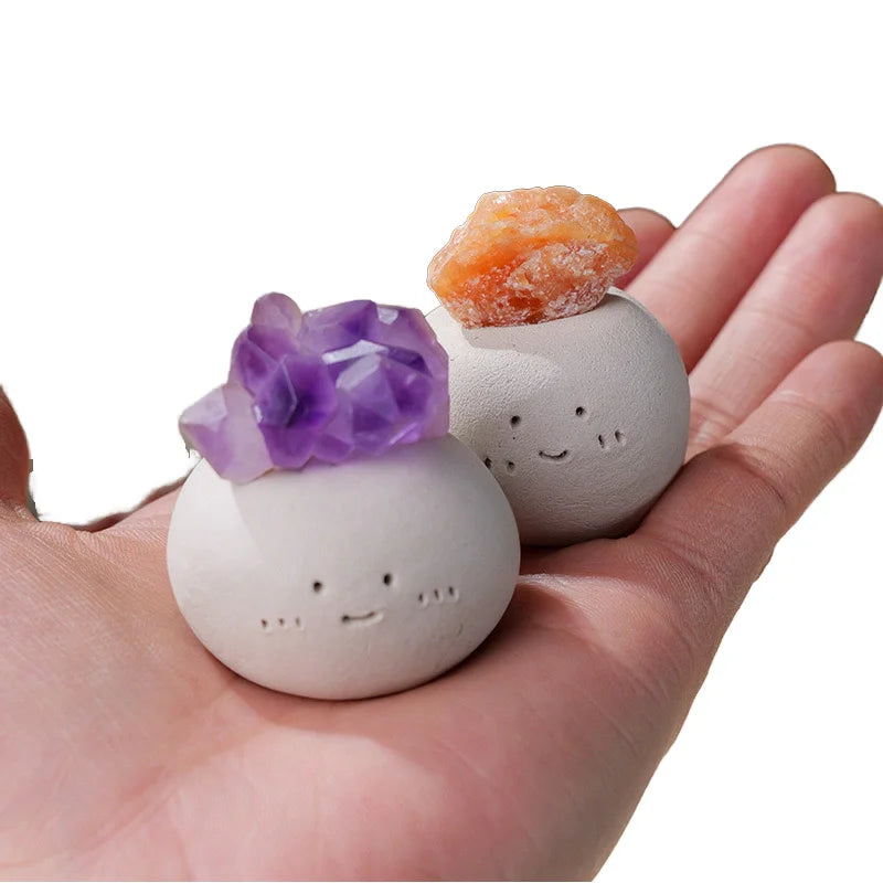 Unique Gift Idea Handmade Natural Crystal Quartz Agate Specimen Irregular Shape 3x4cm Mini Desktop Decoration