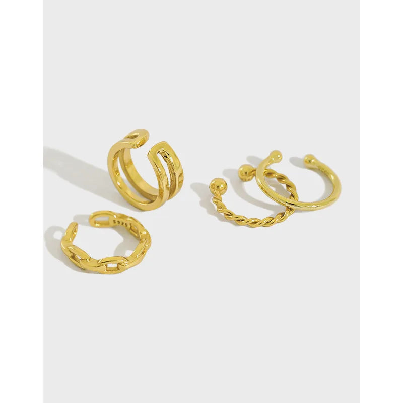 S925 Sterling Silver Clip on Earrings Buckle INS Simple Twist 18K Gold Earrings Non-Piercing Earrings Women Ear Cuff Jewelry