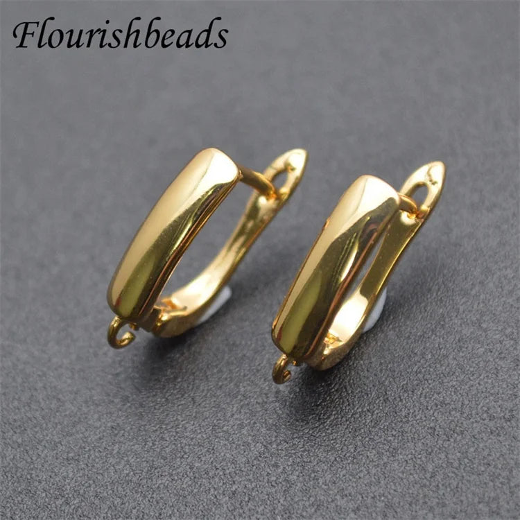 High Quality 18k Gold Plated Leverback Smooth Wide Earring Hook Clasps Jewelry Making Accessories