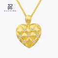 Rochime  Lingge Brushed Heart Necklace  925 Sterling Silver Zircon Fine Jewelry  for Women