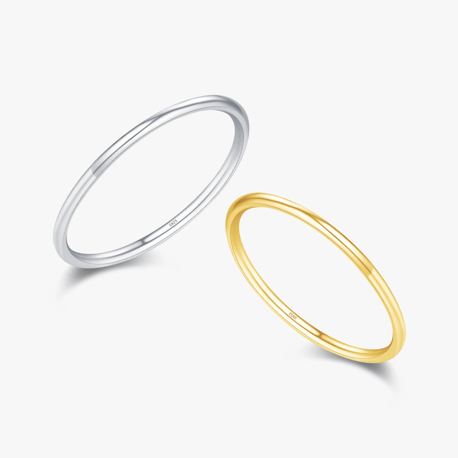 Classic 925 Sterling Silver Fine Jewelry for Women Minimalist Thin Stackable Fashion Slim Line Rings