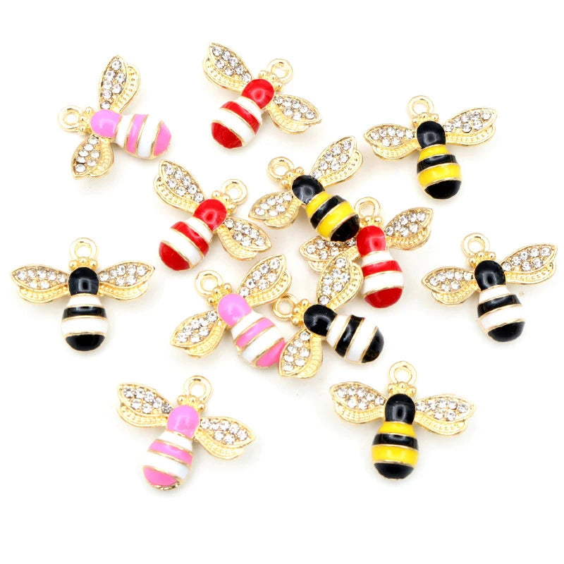 10pcs 18x22mm Enamel Bee Charm for DIY Jewelry Making Cute Earring Pendant Bracelet Necklace Accessories Finding Craft Supplies