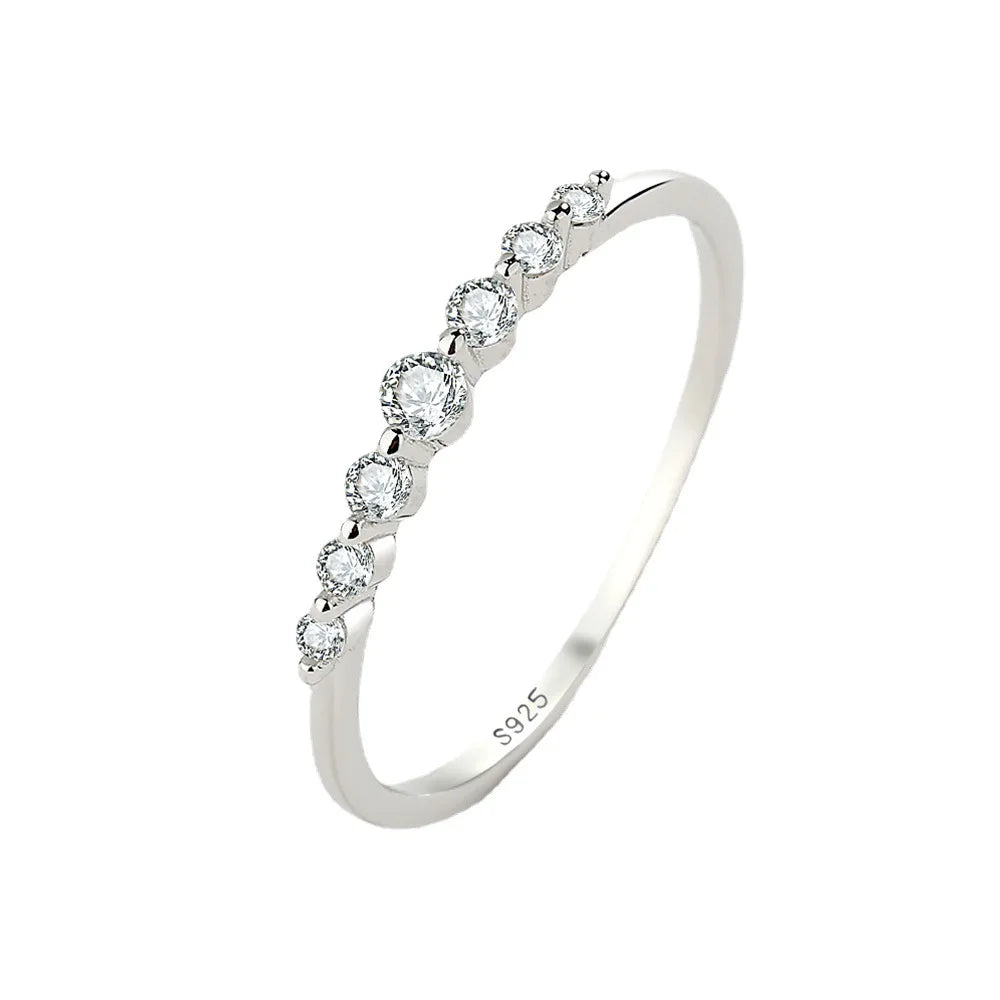 Sterling Silver Ring Female Korean Version Simple Small Fresh Micro-diamond Ring Ins Network Red Stacked Hand Jewelry