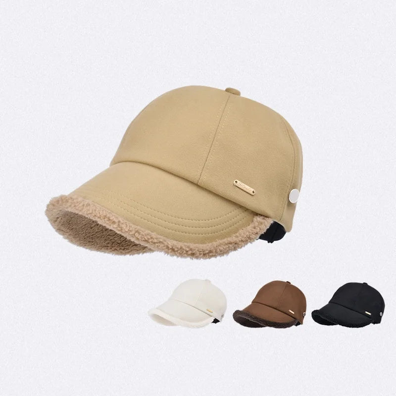 Winter Cashmere Lining Warm Cap With Large Brim Suitable for All Faces Fashionable Bucket Hat Adjustable Warm Fisherman Hat