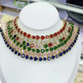 NZ1450 Chic Dainty Gold Rainbow Pink CZ Diamond Cubic Zirconia Heart Charm Tennis Choker Necklace