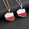 Manufacturer Enameled Poland Map Chain Necklaces Stainless Steel 18K Gold Plated Enamel Poland Flag Map Pendant Necklace