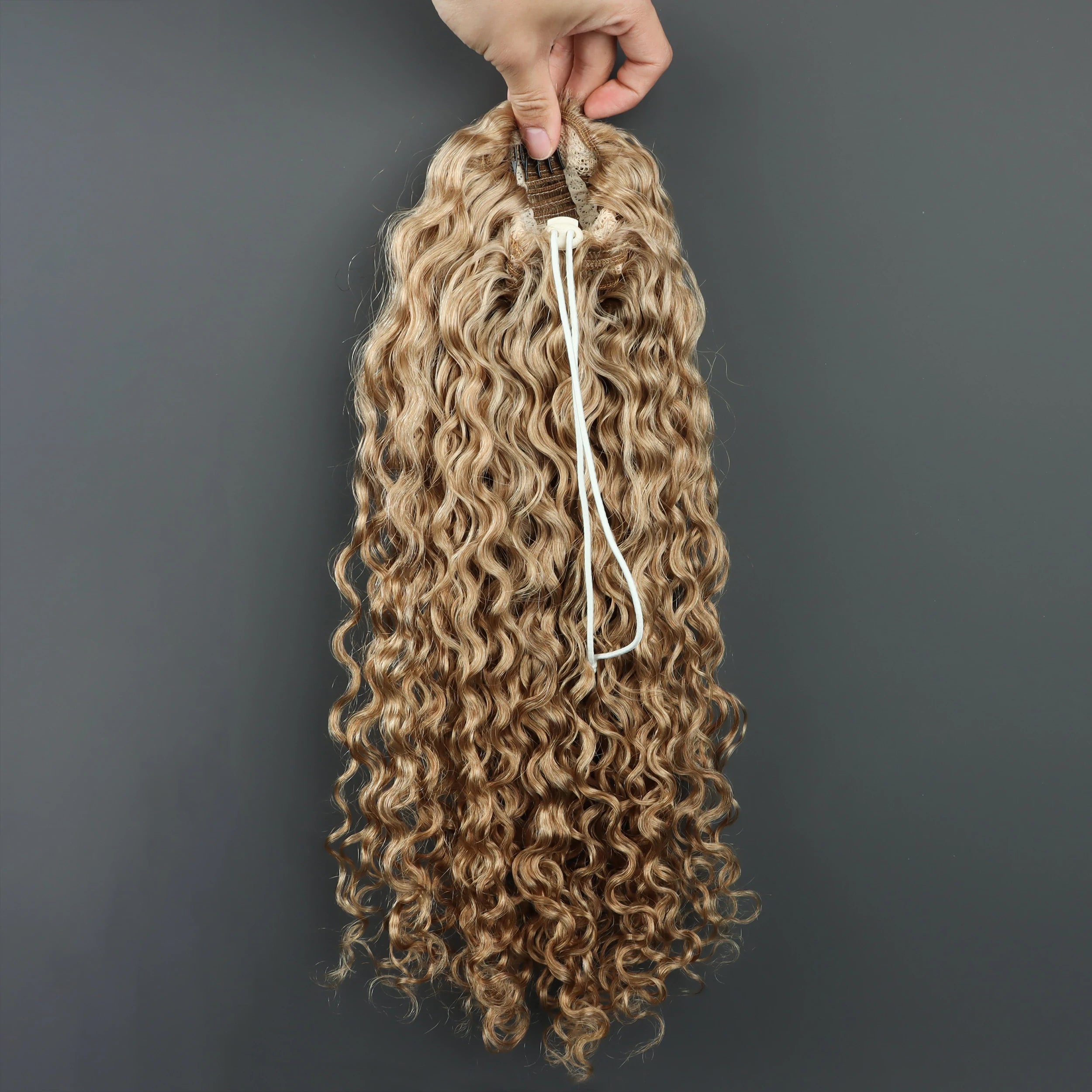 New Fashion Drawstring Ponytail Cuticle Aligned Brazilian Remy Human Hair Water Wave Ponytail Hair Extensions